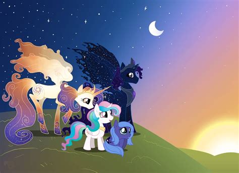 Princess Celestia And Princess Luna With Their Mother And Father My