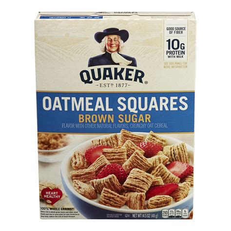 Quaker Oatmeal Squares Crunchy Oat Cereal Brown Sugar 145 Oz Good For