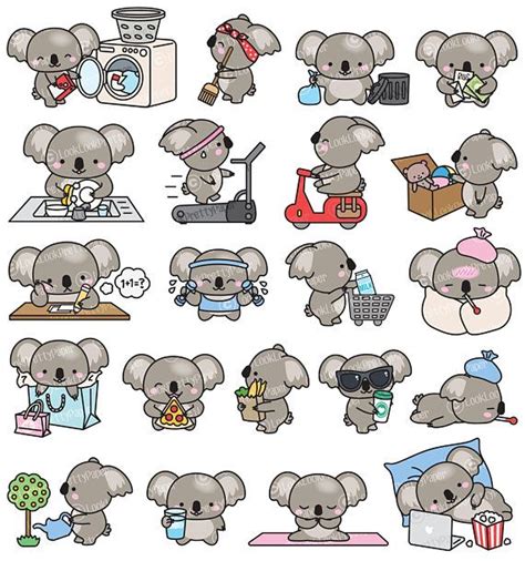 Premium Vector Clipart Kawaii Koala Cute Koala Planning Koala Kawaii