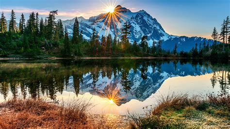 Landscape Forest Mountain Sun Rays Wallpapers Hd