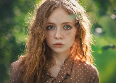 Download Freckles Blue Eyes Redhead Woman Model Hd Wallpaper By Yuriy