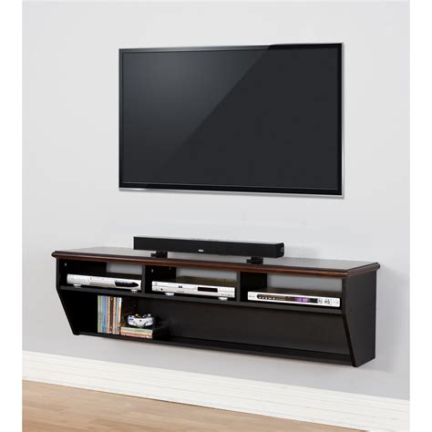 The most popular and practical solution are hanging shelves and cabinets. 60" Hardwood Veneer Top Wall Mounted TV Component Shelf ...