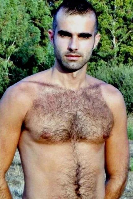 Shirtless Male Muscular Athletic Beefcake Hairy Chest Masculine Photo