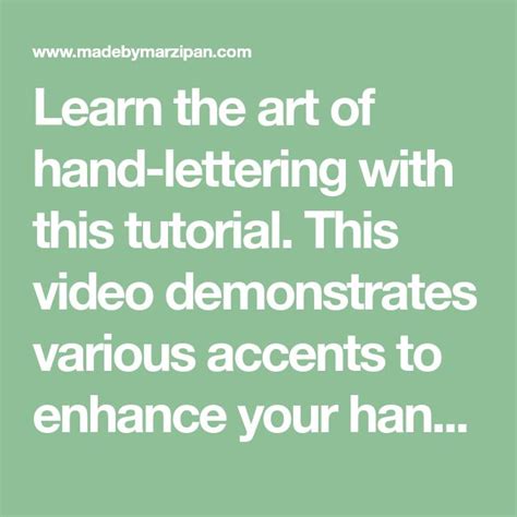 Learn The Art Of Hand Lettering With This Tutorial This Video