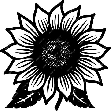 Premium Vector Sunflower Black And White Vector Illustration