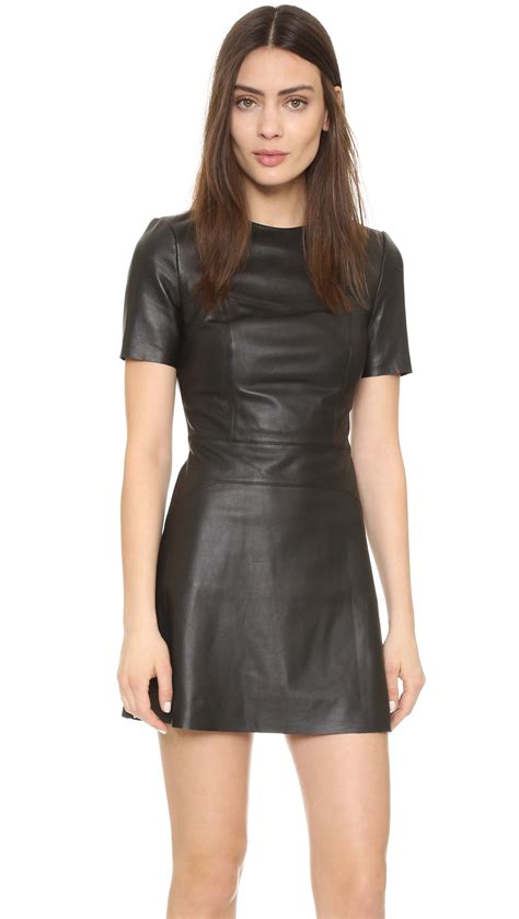 Kendall Kylie Leather Short Sleeve Dress In Black Lyst