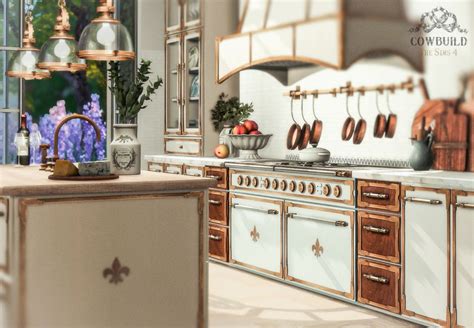 Cowbuild Sims 4 Kitchen French Country Kitchen Sims 4 Kitchen Cabinets