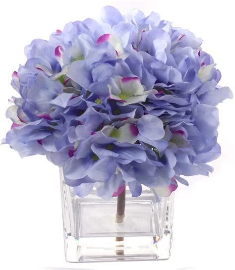 Floral Home Blue Hydrangea Flower Arrangement In Vase