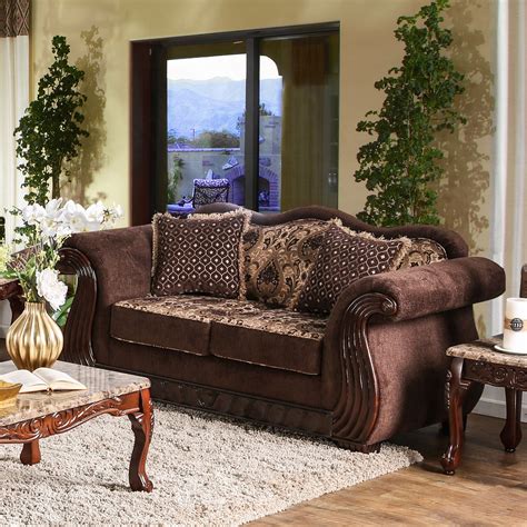 Furniture Of America Kiara Traditional Style Chenille Fabric Loveseat