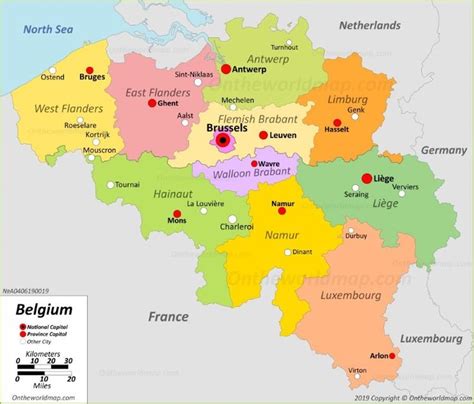 A Map Of Belgium With All The Major Cities