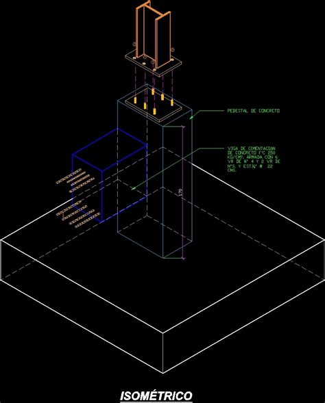 Anchorage Detail Isometric Column And Foundations Dwg Detail For
