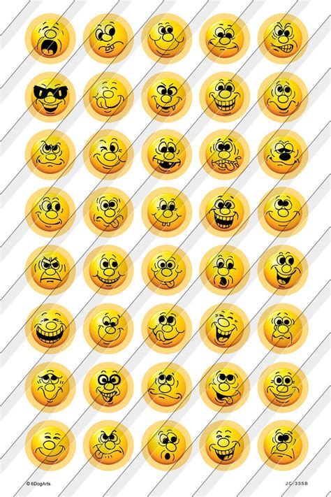 Smileys Emoji Digital Collage Sheets Printable Download 70mm Etsy