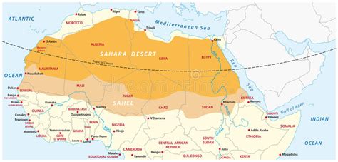 To the north, the sahara desert's northern boundary is the mediterranean sea, while in the south it ends at the sahel, an area where the desert. Map Of The Sahara Desert And Sahel Zone Stock Vector - Illustration of nigeria, north: 85184032