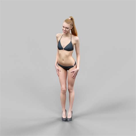 3d Model Sexy Girl In Black Bikini And High Heels Posing 2 Vr Ar