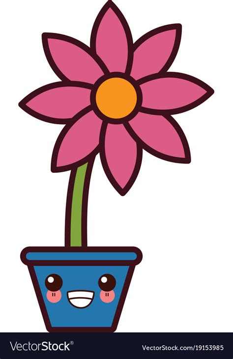 Flower In Vase Kawaii Cute Cartoon Royalty Free Vector Image