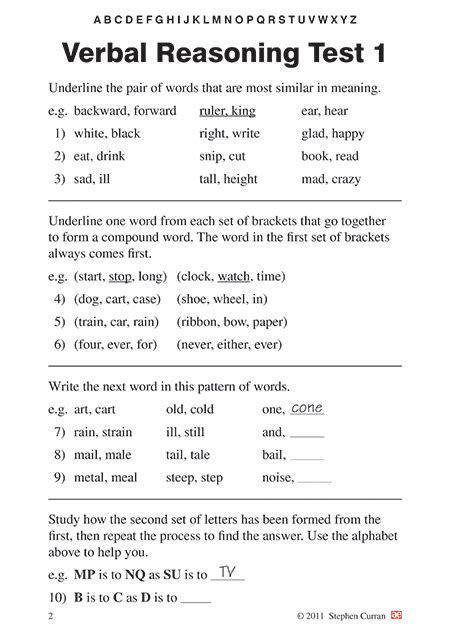 11 Verbal Reasoning Year 45 Gl And Other Styles Testbook 1 Ae
