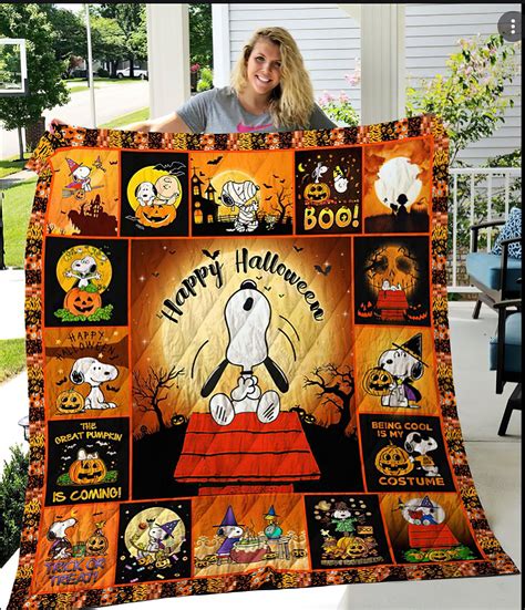 Snoopy Halloween Quilt Blanket Snoopy Halloween Fleece | Etsy