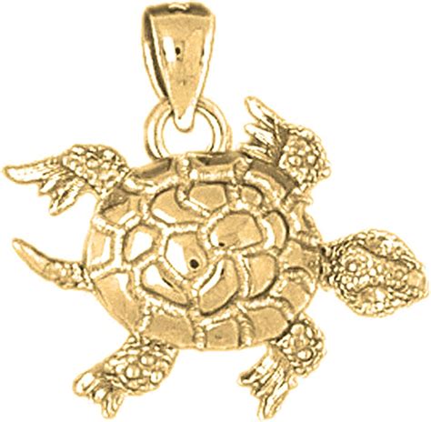 Amazon Com Jewels Obsession Silver Turtles 3D Moveable Pendant 14K