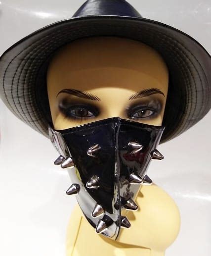 Bdsm Masks Black Pvc With Silver Studs Face Mask Purple Passion