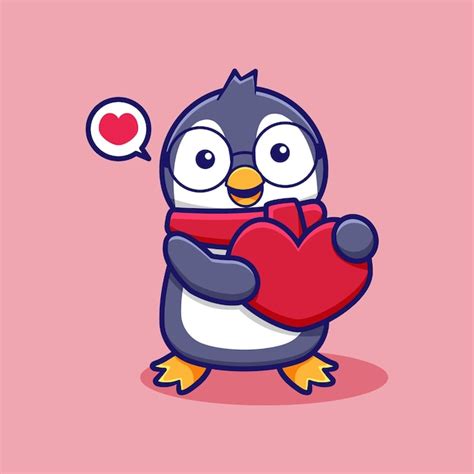 Premium Vector Cute Cartoon Penguin Design With Love