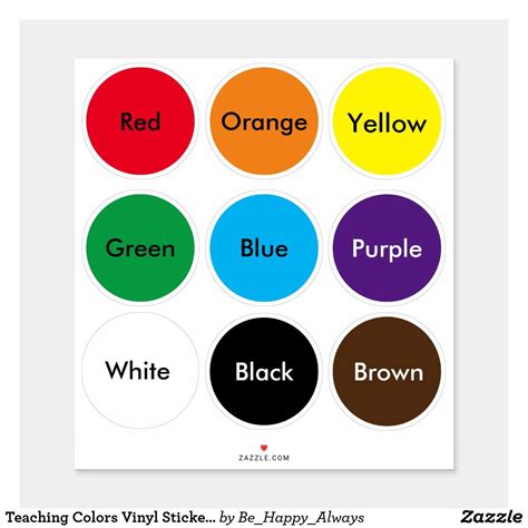 Teaching Colors Vinyl Stickers In 2021 Teaching Colors