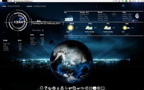 Ubuntu Live Earth Wallpaper Xplanetfx With Conky For A Pretty And