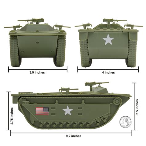 Bmc Ww2 Green Amtrack Tank Vehicle For 54mm Plastic Army Bmc Toys