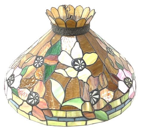 Lot Large Slag Glass Hanging Floral Lamp
