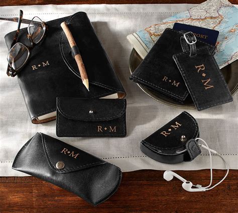 Personalized Saddle Leather Travel Accessories Collection Black