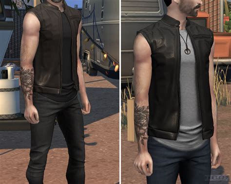 Leather Vest Darte77 Custom Content For Ts4 Sims 4 Male Clothes
