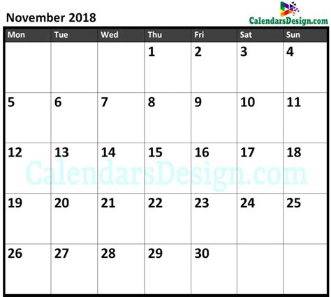 November 2021 Calendar Word Document