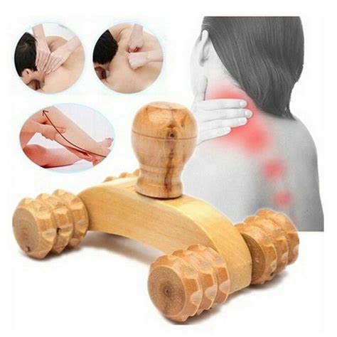 Four Wheels Wooden Car Roller Relaxing Hand Massage Full Body Tool Reflexology Unbranded In
