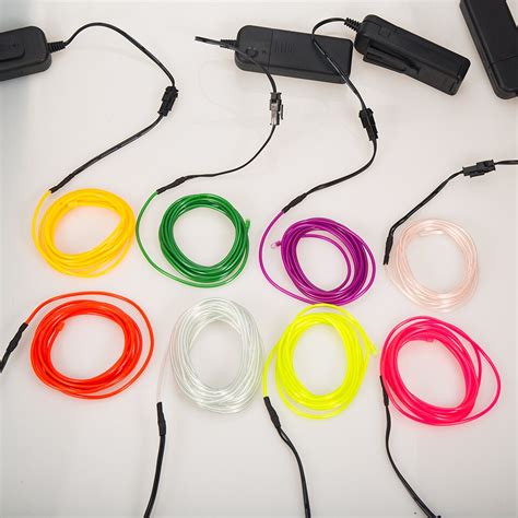 1m3m5m 3v Flexible Neon Light Glow El Wire Rope Tape Cable Strip Led