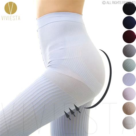 ribbed opaque high waist control shaping tights 200d women s winter striped compression pressure