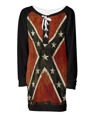 Rustic Confederate Battle Flag Lace Up Sweatshirt Dress