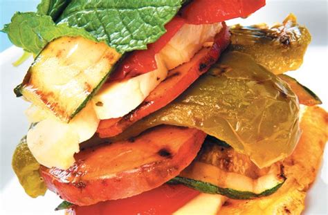 Chargrilled Vegetable Stack Vegetarian Recipes Nourish