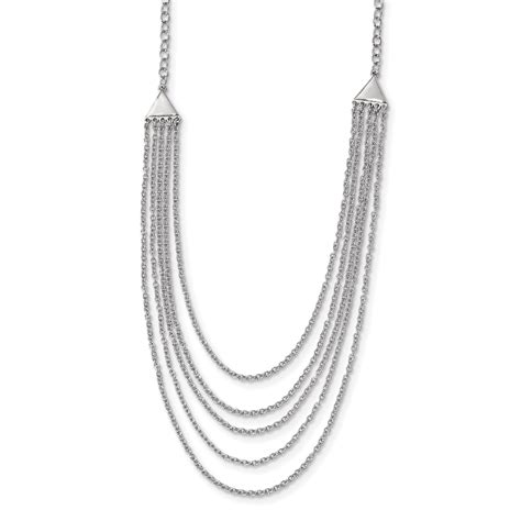 Sterling Silver Rhodium Plated Multi Strand Necklace Qg4342