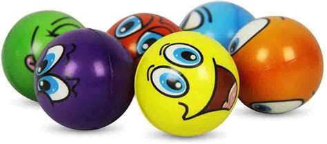 6 X Anti Stress Ball Funny Faces On A Soft Ball Assorted 6 Cm