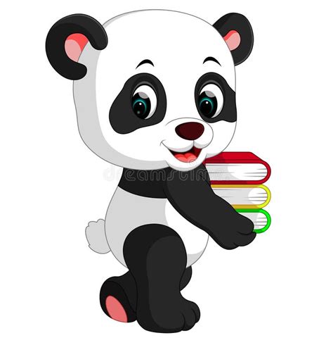 Cute Panda Holding Books Stock Vector Illustration Of Sweet 85731621