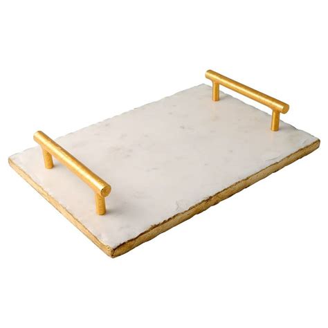 Thirstystone Marble Serving Tray With Handle Gold Marble Serving