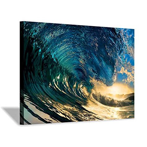 Ocean Waves Picture Art Print Sea Wave Sunset Artwork Painting On