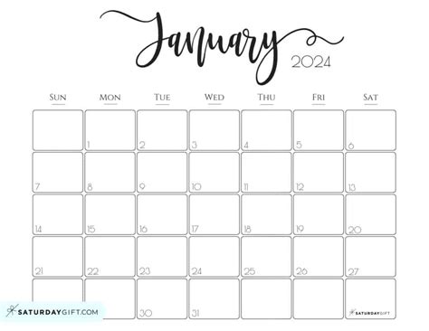 January 2024 Calendar Printable Cute Adey Loleta