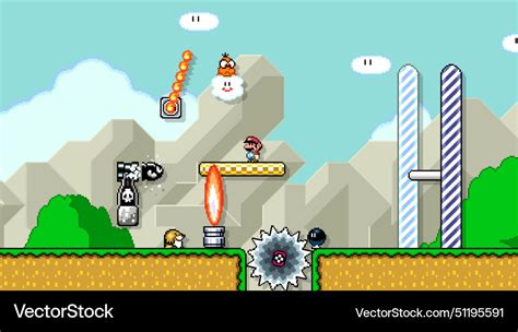 Mario At The End Of Level Art Super Royalty Free Vector