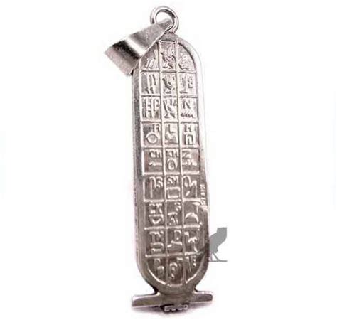 Silver Double Side Cartouche With The Hieroglyphic Alphabet Chart Back
