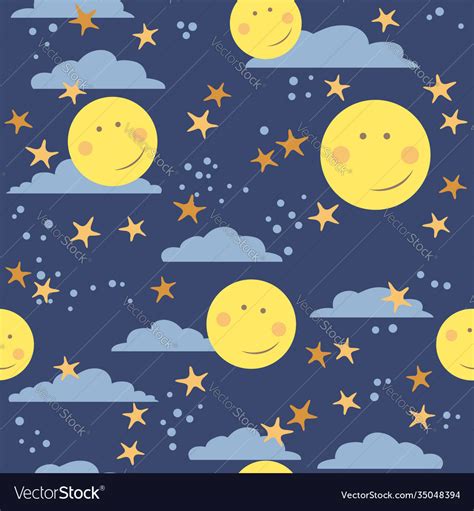 Seamless Childish Pattern With Moons Stars Vector Image