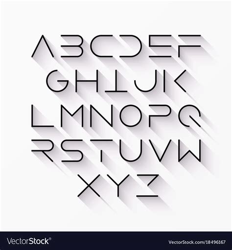 Thin Line Style Linear Uppercase Modern Font Vector Image