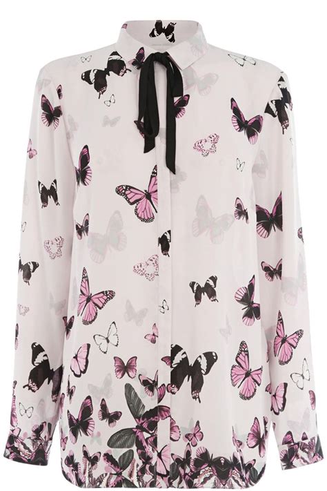 Pink Pattern Butterfly Print Blouse Printed Blouse Fashion Pretty