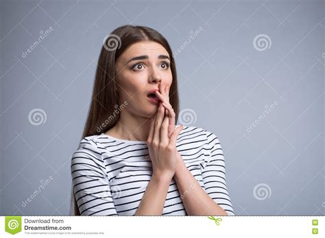 Astonished Girl Expressing Surprise Stock Image Image Of Beautiful Hand 70259249