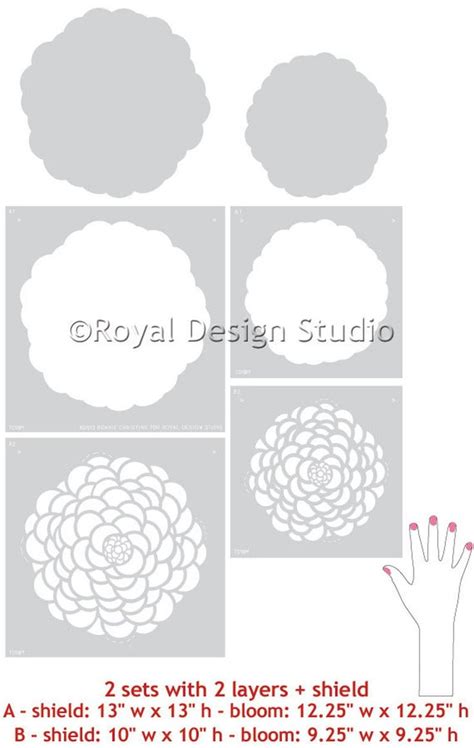 Zinnia Flowers Stencils For Painting Diy Furniture Designs Etsy