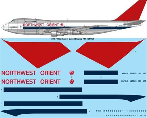 Two Six Decals 200 70 Boeing 747 100200 Northwest Orient